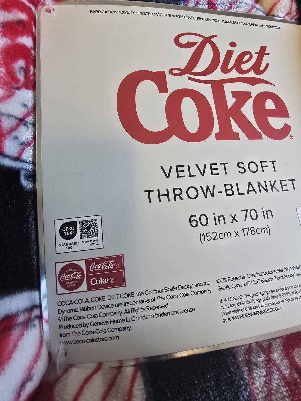 Coca-Cola Velvet Soft Throw Blanket in Red, White & Black